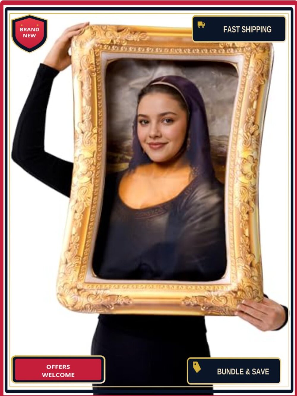 Mona Lisa Halloween Costume Renaissance Inflatable Frame Polyester Adult